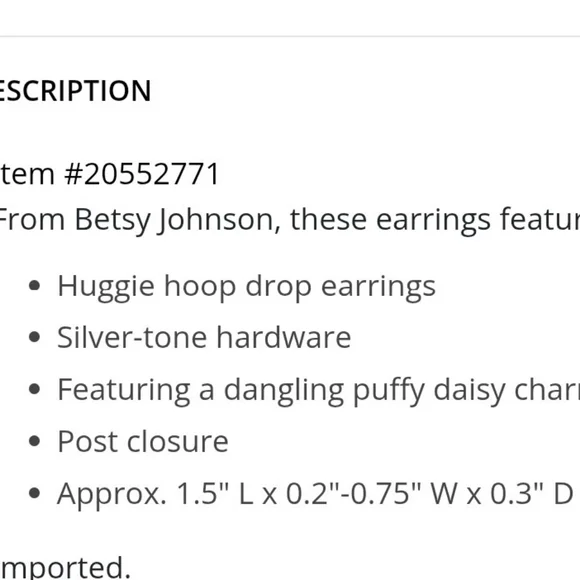 Besty Johnson White and Pink Flower Earrings Womens New - Picture 3 of 4